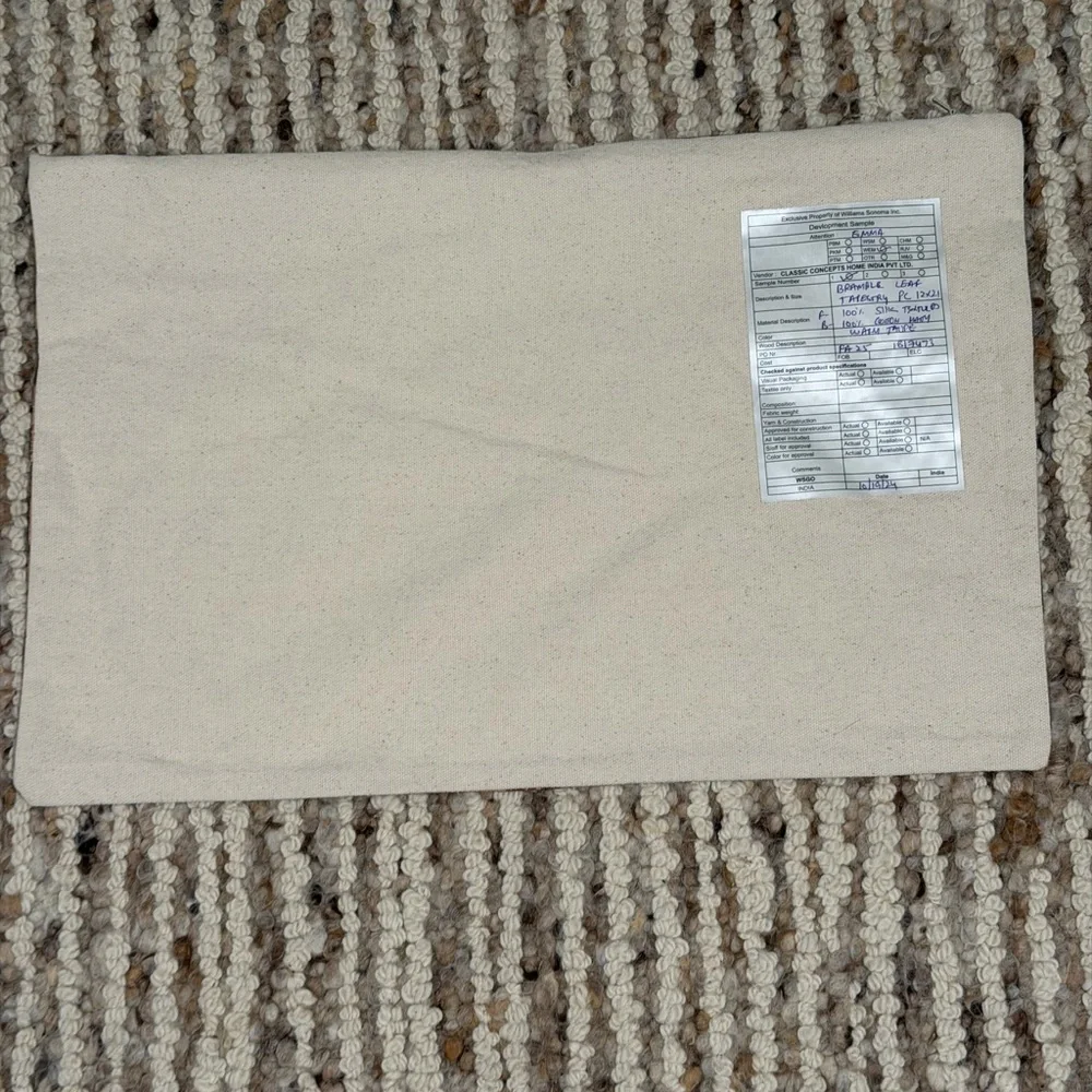 West Elm Bramble leaf pattern pillow 1 cover 12X21 100% cotton